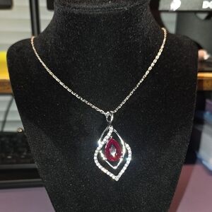 BUNDLE ANY 2, PAY ONE PRICE. Elegant Silver and Red Pendant Necklace